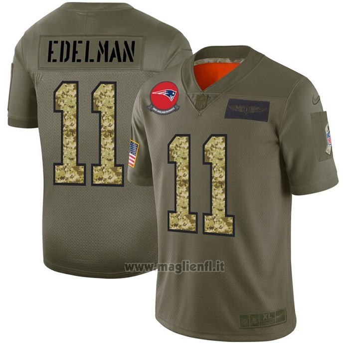 Maglia NFL Limited New England Patriots Edelman 2019 Salute To Service Verde